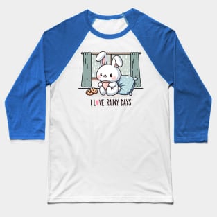 I Love Rainy Days. Cozy Rabbit. Baseball T-Shirt
